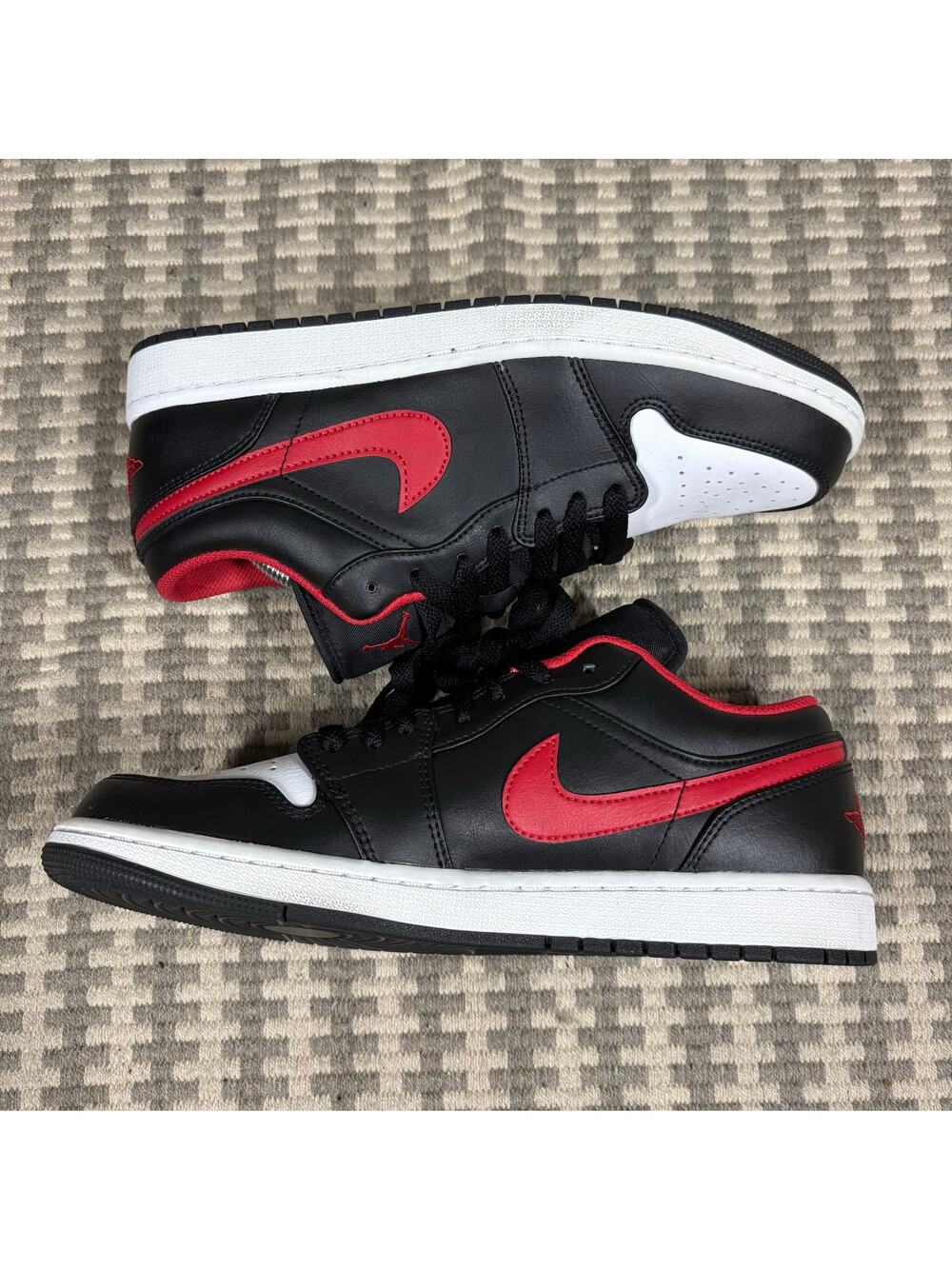 Nike Air Jordan 1 Low Black Gym Red White Mens Size 10 Sneakers 553558-063